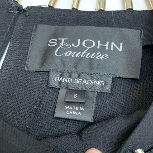 St. John Couture Black Hand Beaded Tunic Blouse - Picture 4 of 8